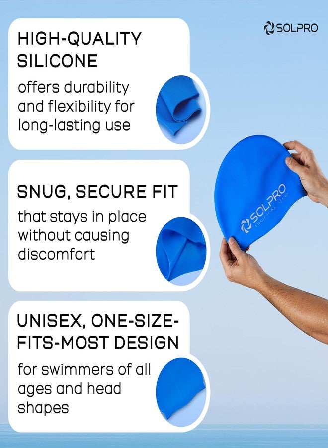 Solpro Tropical Isle Unisex Swimming Cap|for Men,Women,Boys,Girls,Athletes,Swimmers|for Training,Competition in Swimming Pool,Water Sport,Beach,Water Park & Activties|One Size Fits All(Blue) - Image 4