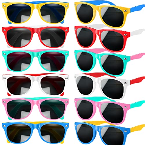 GINMIC Kids Sunglasses Party Favors 12Pack Valentines Neon for Kids Boys and Girls Great Gift Birthday Supplies Beach Pool Favors Fun Gift Toys Goody Bag Favors 80s Accessories - Image 1