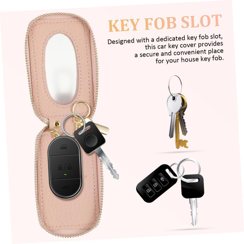 Women Car Key Bag Sleek Zippered Key Fob Case Compact Keychain Pouch For Keys - Image 3