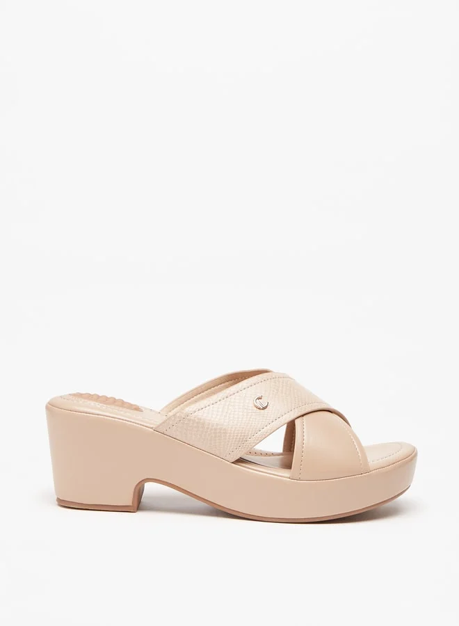 Le Confort Women'S Solid Cross Strap Sandals With Block Heels