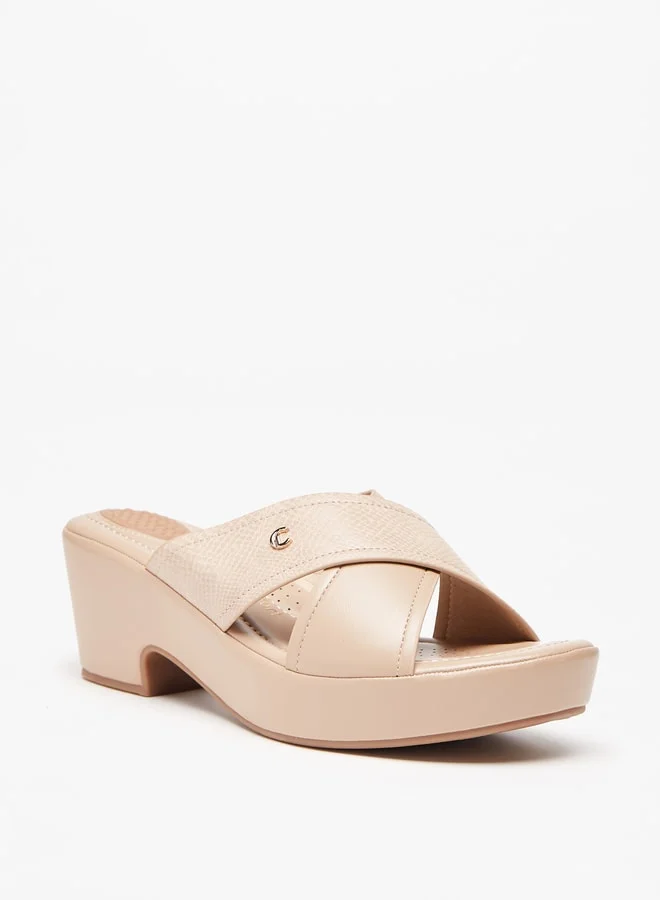 Le Confort Women'S Solid Cross Strap Sandals With Block Heels