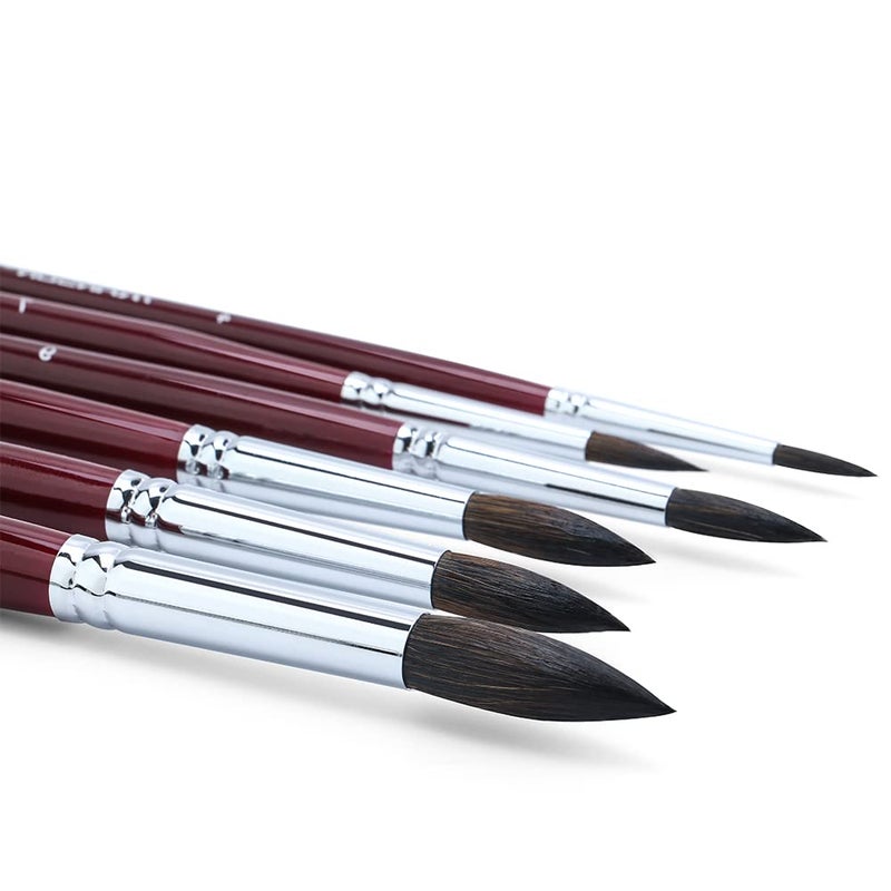 Transon Squirrel Hair Round Paint Brush Set for Watercolor Gouache Ink Acrylic Art Painting Short-Handle - Image 1