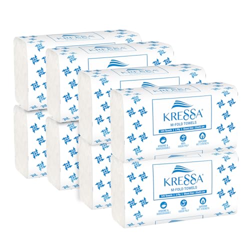 Kressa M Fold Tissue Paper Towels (8 x 125 = 1000 Hand Towels) (Pack Of 8) - Image 1