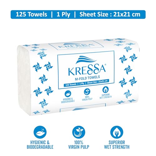 Kressa M Fold Tissue Paper Towels (8 x 125 = 1000 Hand Towels) (Pack Of 8) - Image 2