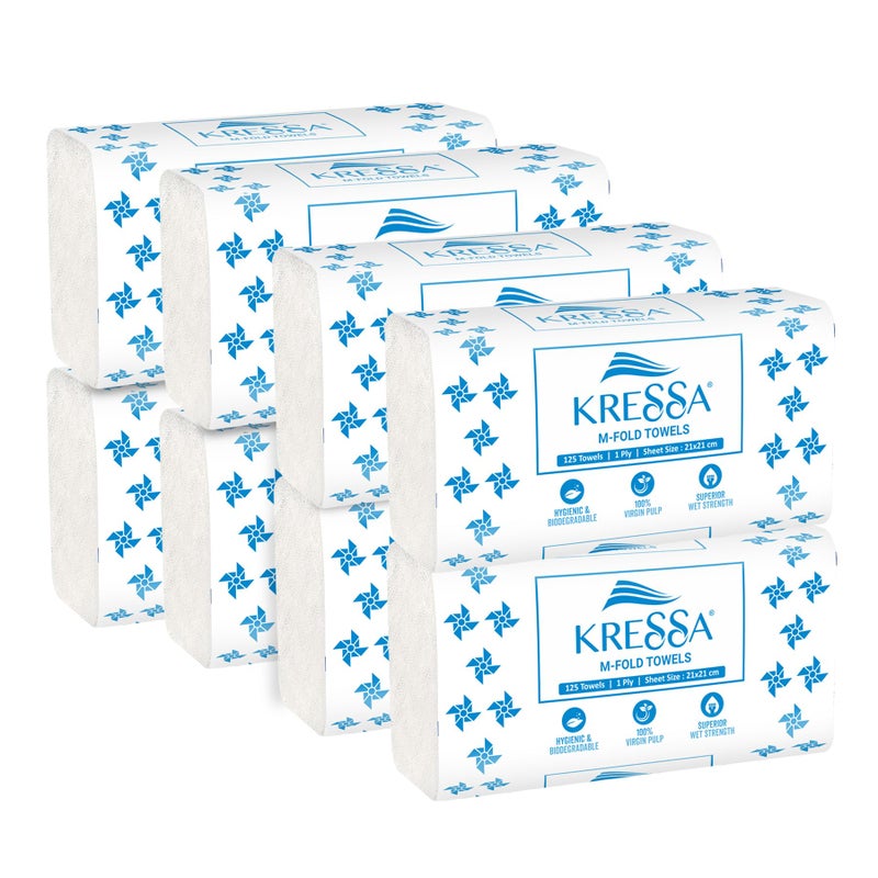 Kressa M Fold Tissue Paper Towels (8 x 125 = 1000 Hand Towels) (Pack Of 8) - Image 5