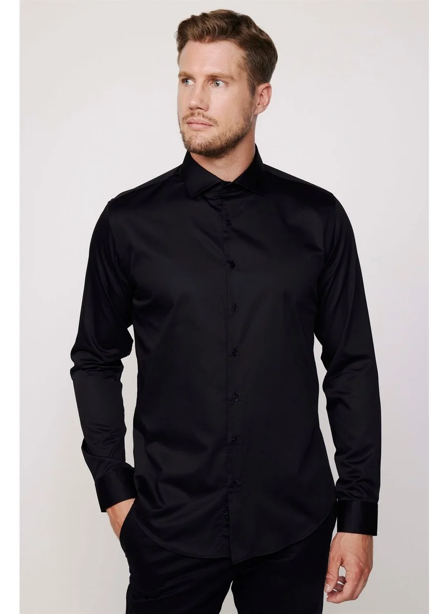 Tudors Slim Fit Cotton Satin Premium Series Men's Shirt