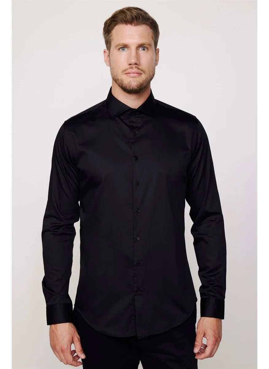 Tudors Slim Fit Cotton Satin Premium Series Men's Shirt