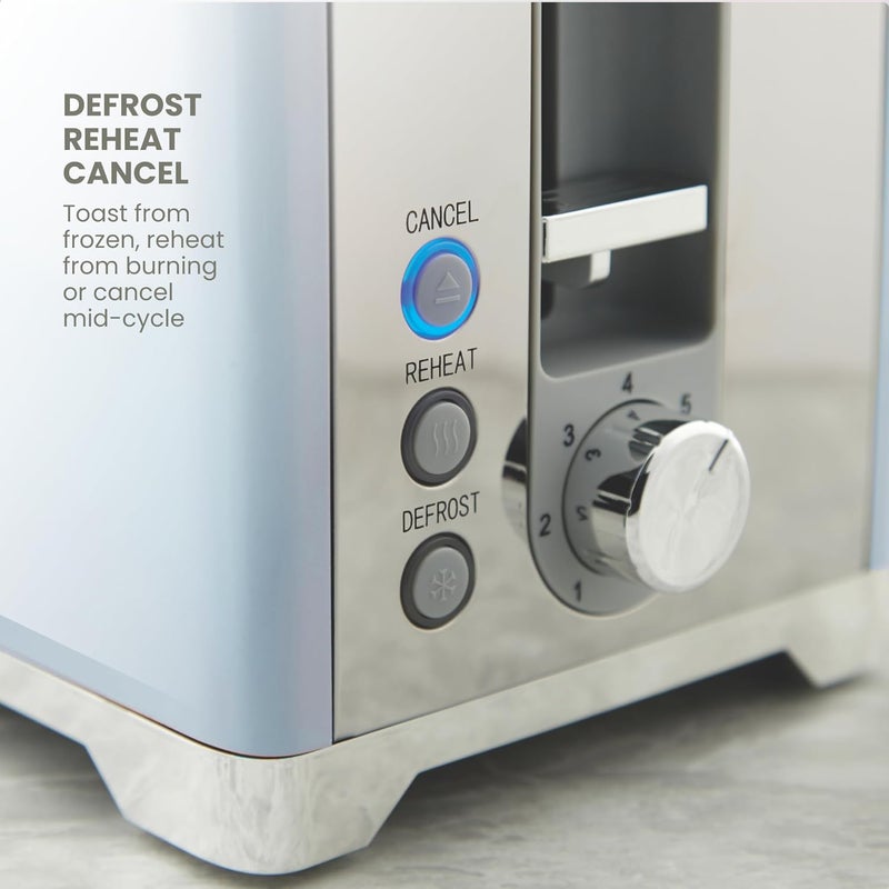 Tower محماصة توست سولايس 2 شريحة مع فتحات ذاتية التمركز، 7 مستويات تحمير، 800 واط تسخين سريع، إعادة تسخين وتذويب، إيقاف تلقائي، صينية فتات قابلة للإزالة، تصميم بريطاني، ضمان لمدة 2 سنة - Image 3