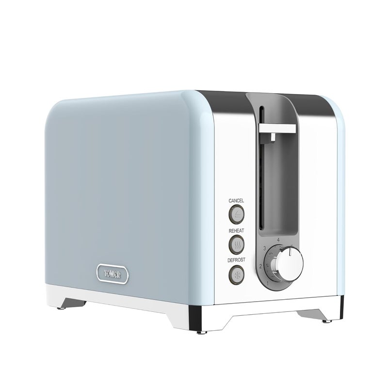 Tower محماصة توست سولايس 2 شريحة مع فتحات ذاتية التمركز، 7 مستويات تحمير، 800 واط تسخين سريع، إعادة تسخين وتذويب، إيقاف تلقائي، صينية فتات قابلة للإزالة، تصميم بريطاني، ضمان لمدة 2 سنة - Image 1