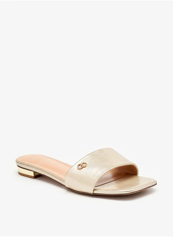 سيليست Women's Logo Embellished Slides