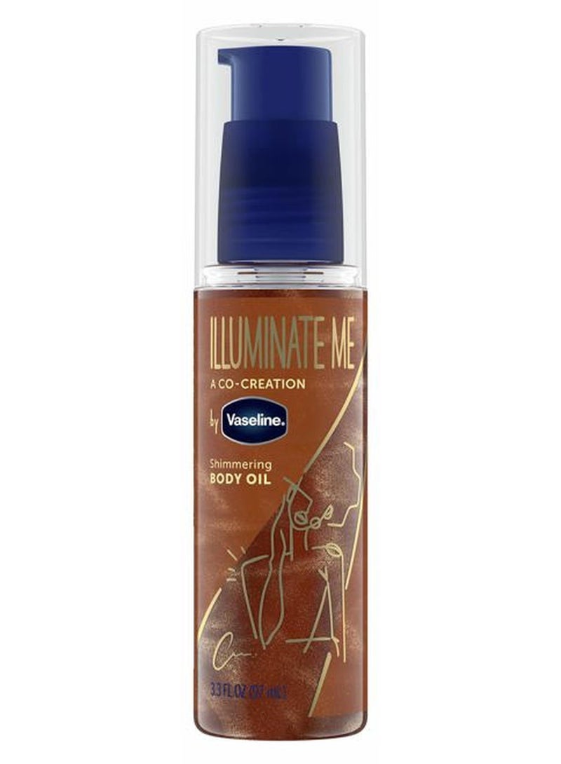 Vaseline زيت الجسم المتلألئ Illuminate Me المصمم للبشرة الغنية بالميلانين، يضيء البشرة بلمسة نهائية من اللمعان لبشرة متألقة 3.3 أونصة - Image 1