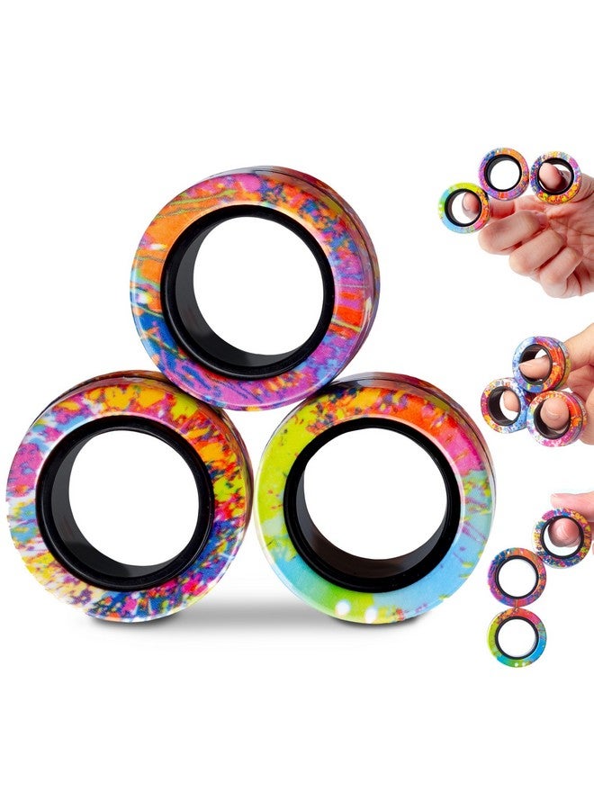 BUNMO Magnetic Rings - Fidget Toys Adults - Magnetic Fidget Rings - Endless Hours of Fun - Spin, Connect & Play - Engaging Fidget Toy for Boys & Girls - Great Teen Gift - Rainbow - Image 1