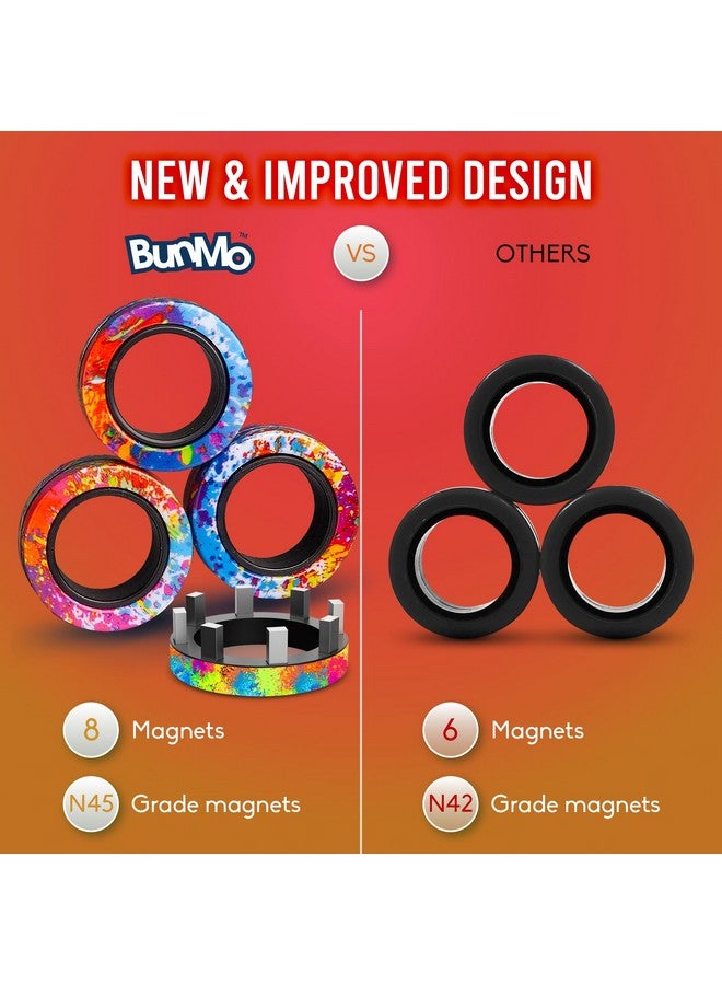 BUNMO Magnetic Rings - Fidget Toys Adults - Magnetic Fidget Rings - Endless Hours of Fun - Spin, Connect & Play - Engaging Fidget Toy for Boys & Girls - Great Teen Gift - Rainbow - Image 3