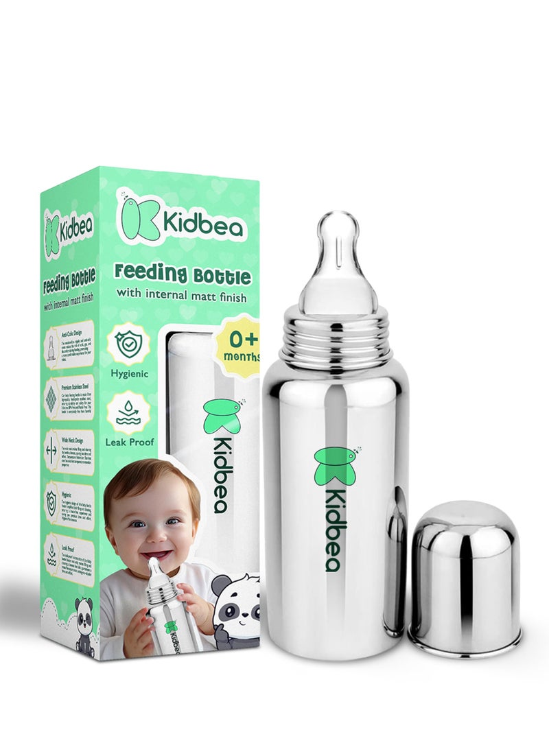 Kidbea زجاجة تغذية الأطفال من Kidbea® المصنوعة من الفولاذ المقاوم للصدأ، خالية من BPA، مضادة للمغص، خالية من البلاستيك، تدفق متوسط 250 ML، Argyle - Image 1