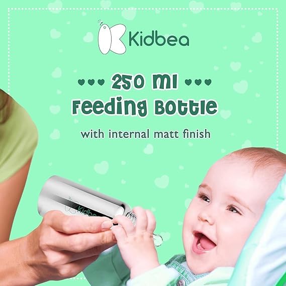 Kidbea زجاجة تغذية الأطفال من Kidbea® المصنوعة من الفولاذ المقاوم للصدأ، خالية من BPA، مضادة للمغص، خالية من البلاستيك، تدفق متوسط 250 ML، Argyle - Image 5