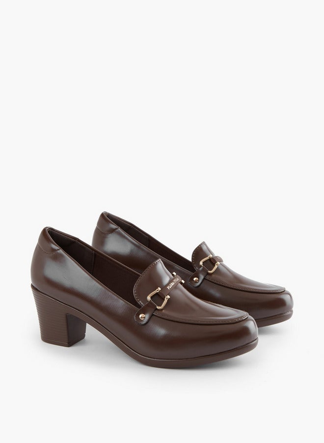 Flora Bella By Shoexpress Snaffle Detail Slip-On Shoes with Block Heels - Image 3