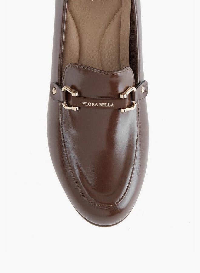 Flora Bella By Shoexpress Snaffle Detail Slip-On Shoes with Block Heels - Image 4