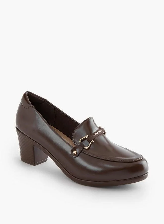 Flora Bella By Shoexpress Snaffle Detail Slip-On Shoes with Block Heels