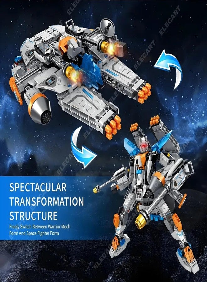 Elecart 2-in-1 Robot Spaceship Building Blocks Set – 673 PCS Transforming Robot to Spacecraft Construction Toy | STEM Creative Building Kit for Kids Boys Girls 6+ | Educational Gift Toy - Image 3