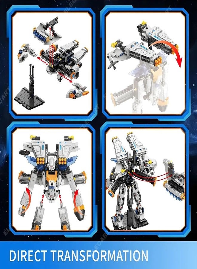 Elecart 2-in-1 Robot Spaceship Building Blocks Set – 673 PCS Transforming Robot to Spacecraft Construction Toy | STEM Creative Building Kit for Kids Boys Girls 6+ | Educational Gift Toy - Image 4