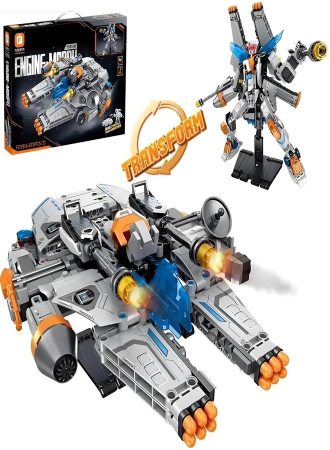Elecart 2-in-1 Robot Spaceship Building Blocks Set – 673 PCS Transforming Robot to Spacecraft Construction Toy | STEM Creative Building Kit for Kids Boys Girls 6+ | Educational Gift Toy - Image 1