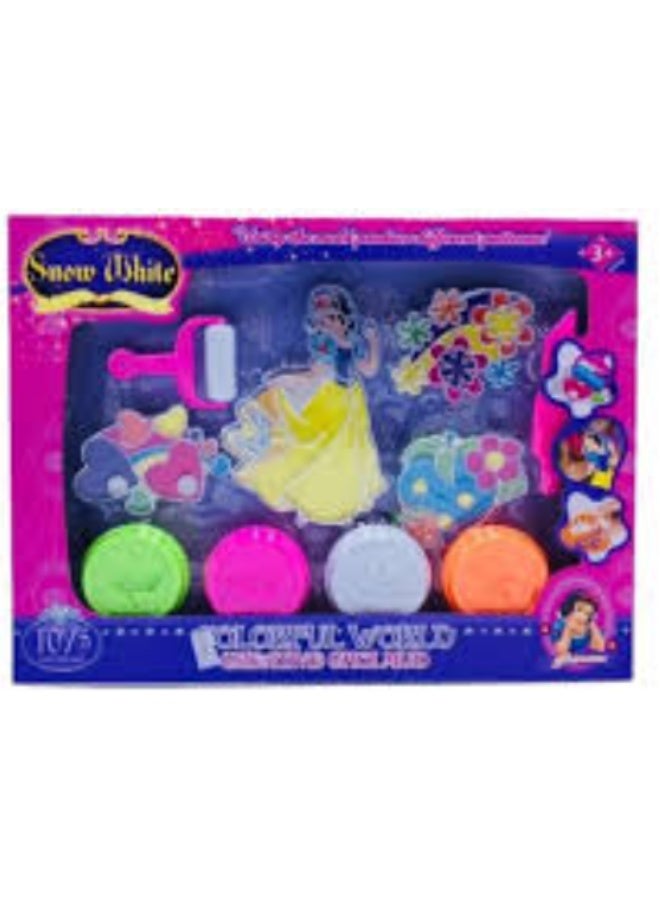 سنو وايت طقم معجون لعب وطين تشكيل (Creative Clay/Mud) شخصية سنو وايت - 4 ألوان وأدوات ضغط وقوالب للبنات - موديل 81043 - Image 2