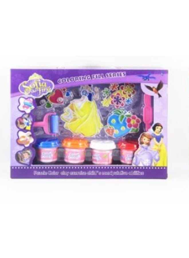 سنو وايت طقم معجون لعب وطين تشكيل (Creative Clay/Mud) شخصية سنو وايت - 4 ألوان وأدوات ضغط وقوالب للبنات - موديل 81043 - Image 1