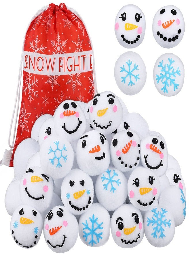 Elcoho 24 Pack 2.8 Inches Kid Snow Toy Ball Set Fight Fun Plush Snowmen Balls Artificial Fake Ball with Snowflake Bag for Kid Christmas Winter Game Indoor Outdoor Play Toy - Image 1