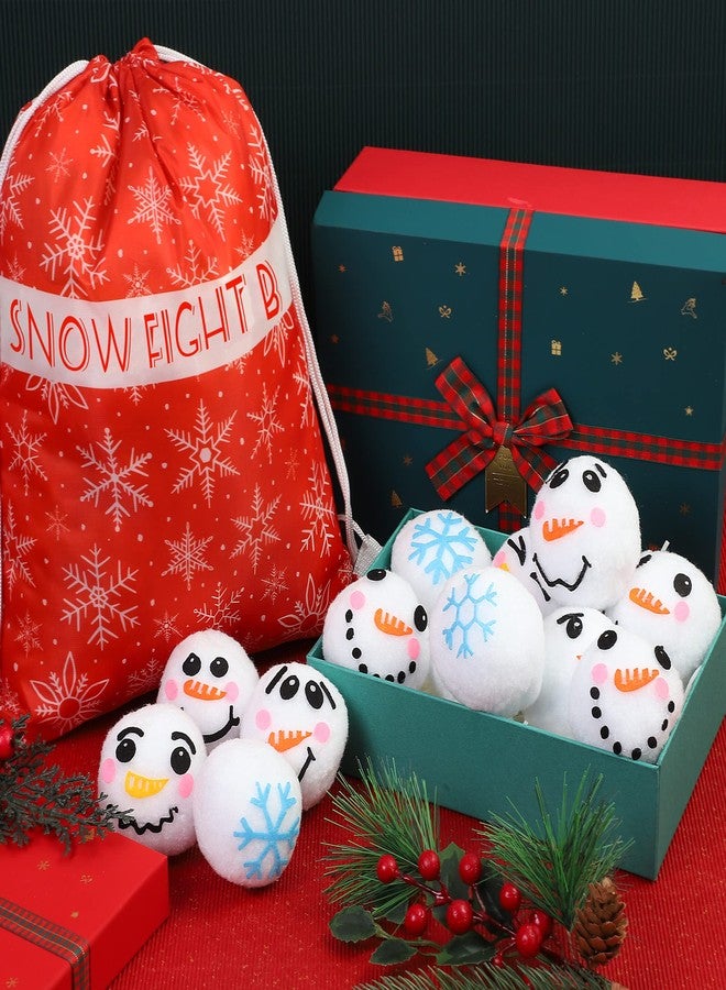 Elcoho 24 Pack 2.8 Inches Kid Snow Toy Ball Set Fight Fun Plush Snowmen Balls Artificial Fake Ball with Snowflake Bag for Kid Christmas Winter Game Indoor Outdoor Play Toy - Image 4