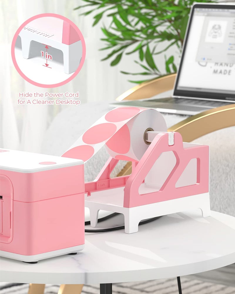MUNBYN Label Holder for Rolls and Fan-Fold Labels, Thermal Sticker Roll Holder for Desktop Thermal Printer Shipping Supplies Industrial Paper, Pink - Image 5