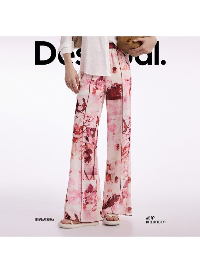 DESIGUAL 25 بنطلون نسائي كاجوال بخصر مرن بطبعة زهور جديدة لربيع وصيف - Image 3