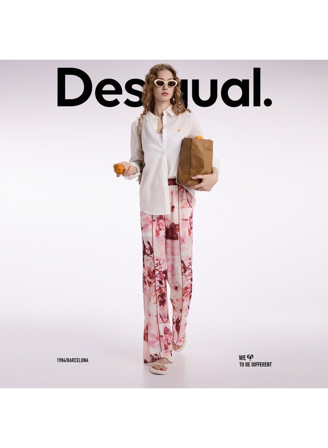 DESIGUAL 25 بنطلون نسائي كاجوال بخصر مرن بطبعة زهور جديدة لربيع وصيف - Image 5