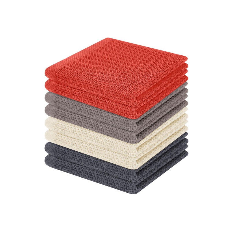 Homaxy 100 Cotton Waffle Weave Kitchen Dish Cloths Ultra Soft Absorbent Quick Drying Dish Towels 12 x 12 Inches 8Pack Multicolor
