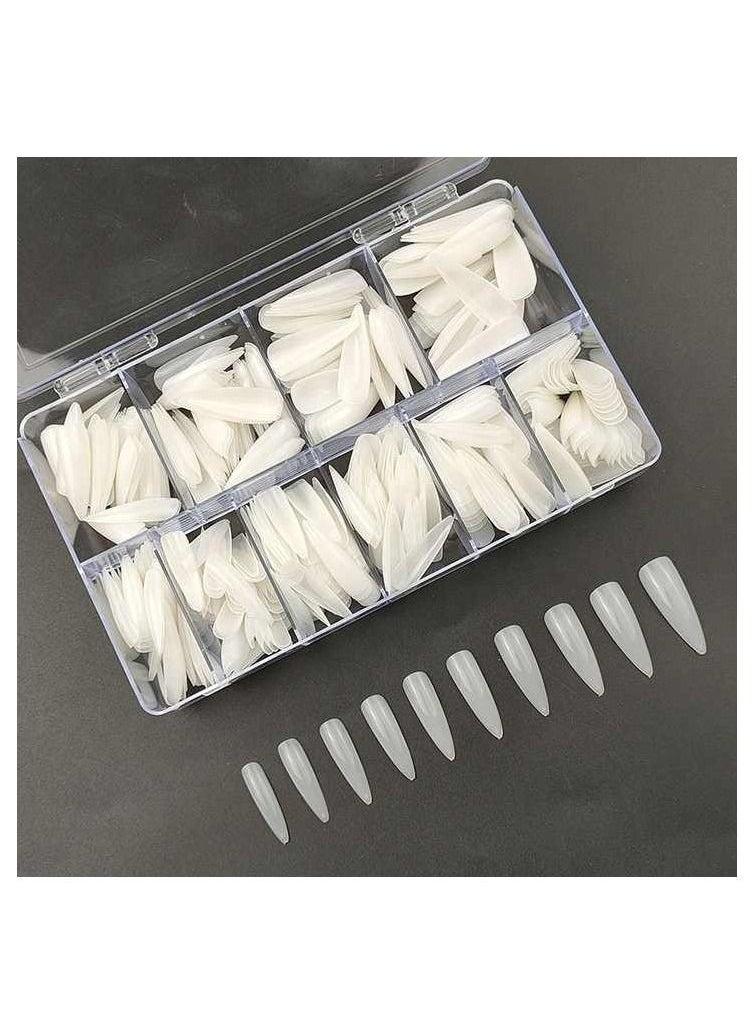 LA PERLA TECH  Professional False Nails Tips Long Natural Fake Nail Art Tips  Full Cover Manicure 10 SIZES 500pcs/Box  - Image 1