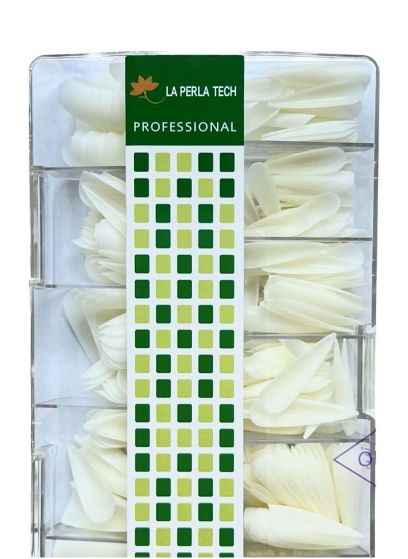 LA PERLA TECH  Professional False Nails Tips Long Natural Fake Nail Art Tips  Full Cover Manicure 10 SIZES 500pcs/Box  - Image 2