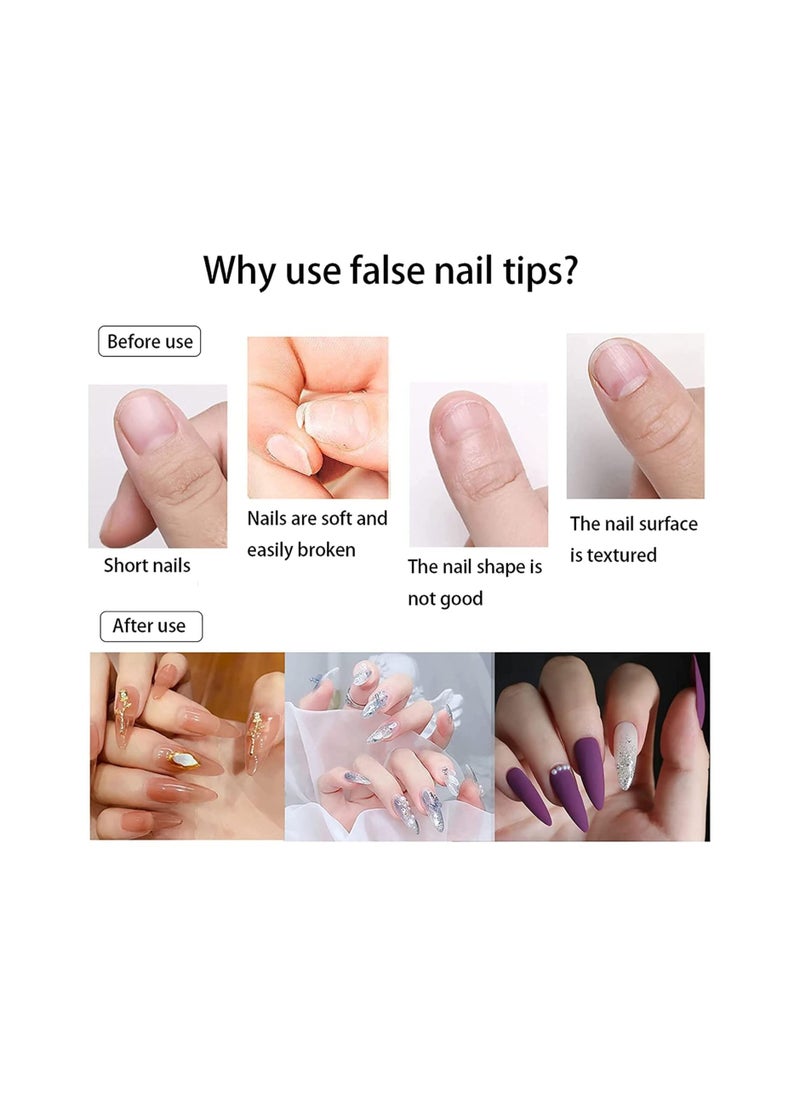 LA PERLA TECH  Professional False Nails Tips Long Natural Fake Nail Art Tips  Full Cover Manicure 10 SIZES 500pcs/Box  - Image 3