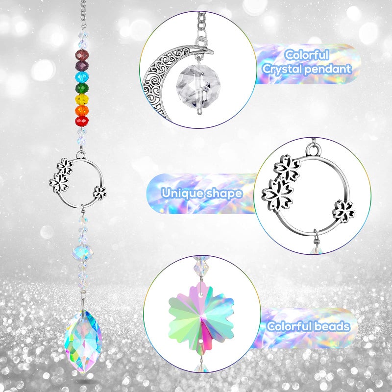 Hicarer 7 Pieces Sun Catcher Crystals Colorful Hanging Prism Suncatcher Window Ornament Beads Chain Sphere Chandelier Pendants for Home Wedding Gifts Decoration (Fresh) - Image 3