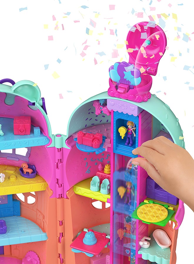 Polly Pocket دمى صغيرة ومجموعة منزل جيلاتو الكبيرة، موضوع دب الآيس كريم مع 25+ ملحقات بما في ذلك الأثاث والطعام والحيوانات الأليفة - Image 3
