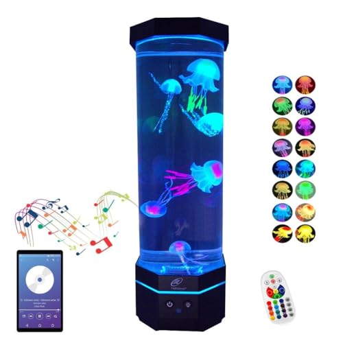 Lightahead LED Sensory Jellyfish Aquarium Lamp with Bluetooth Speaker and Color Changing Light Effects Majestic and Standing Tall at 16 Inches Large 16 Inches Tall - Image 1