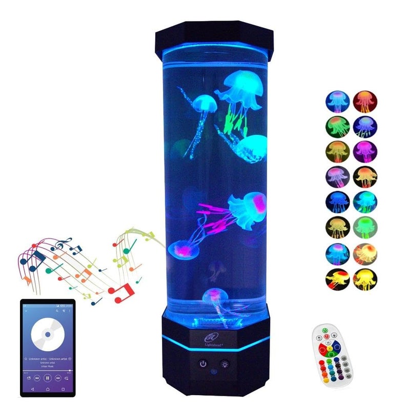Lightahead LED Sensory Jellyfish Aquarium Lamp with Bluetooth Speaker and Color Changing Light Effects Majestic and Standing Tall at 16 Inches Large 16 Inches Tall - Image 2