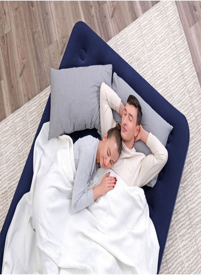 بست واي مرتبة هوائية قابلة للنفخ - سرير هوائي بحجم كبير مخمل، مريحة ومثالية للتخييم والاستخدام المنزلي - 203 سم × 152 سم × 22 سم - Image 4