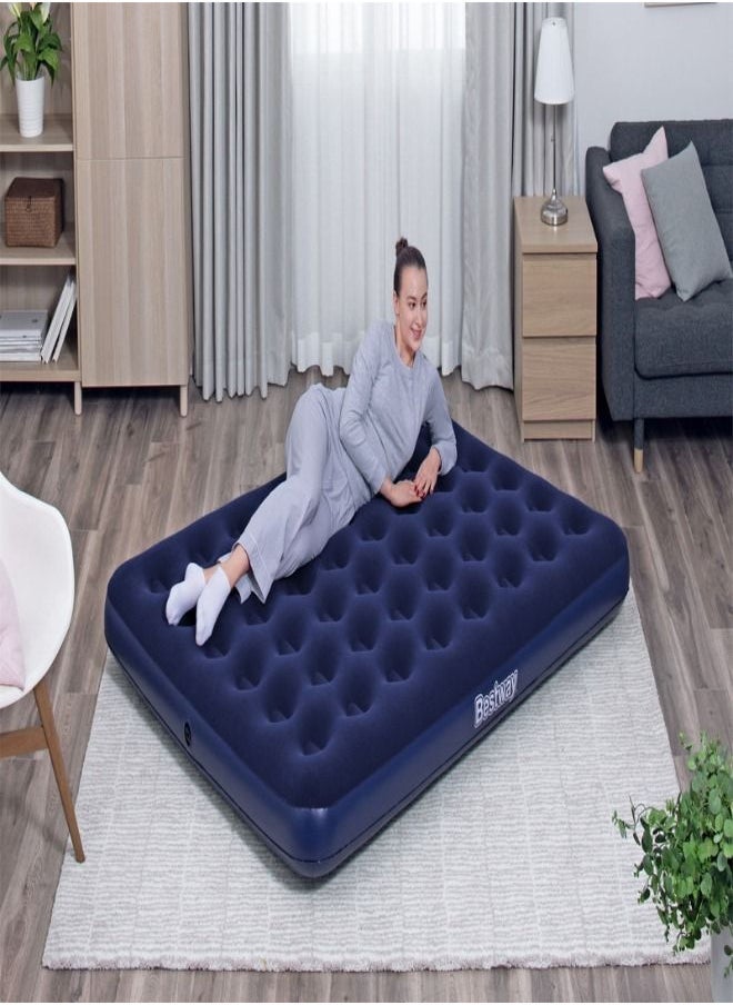 بست واي مرتبة هوائية قابلة للنفخ - سرير هوائي بحجم كبير مخمل، مريحة ومثالية للتخييم والاستخدام المنزلي - 203 سم × 152 سم × 22 سم - Image 1