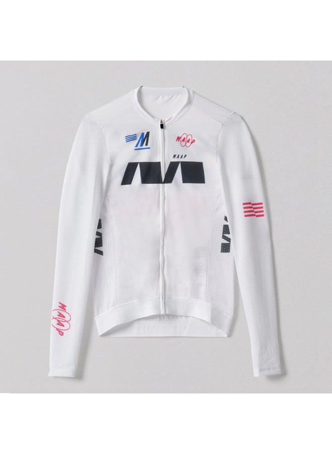 White Spring And Summer Men's And Women's Competitive Long-sleeved Cycling Jersey Slim Fit Road Mountain Bike Clothing Quick-drying