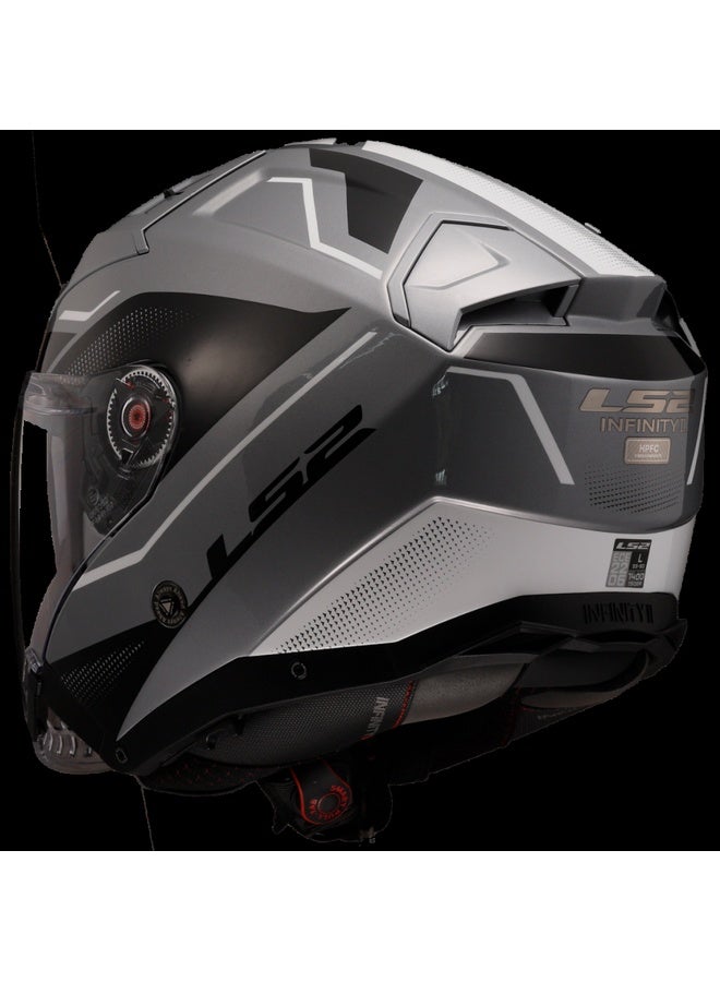 LS2 INFINITY II Open Face Touring Helmet Veyron Gl.Grey White Size L | Jet Helmet with Sun Visor - Image 2