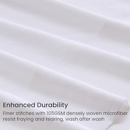 GOKOTTA 4-Pcs King Size Sheets Set, 10-16" Deep Pocket, Non-Slip Elastic Corner Straps, Washed & Brushed Microfiber Polyester - Hotel Luxury, Ultra Soft, Breathable, Wrinkle-Free, Anti-Rip - White - Image 4