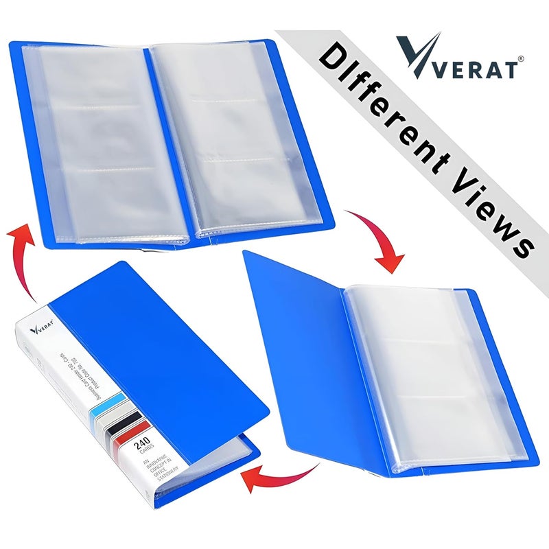 VERAT Business Card Holder, 120 Pockets for 240 Cards Business Card Holder | Debit/Credit/Business/Visiting Name ID Card Holder Card Organizer Professional Office Organizer (Blue) - Image 4