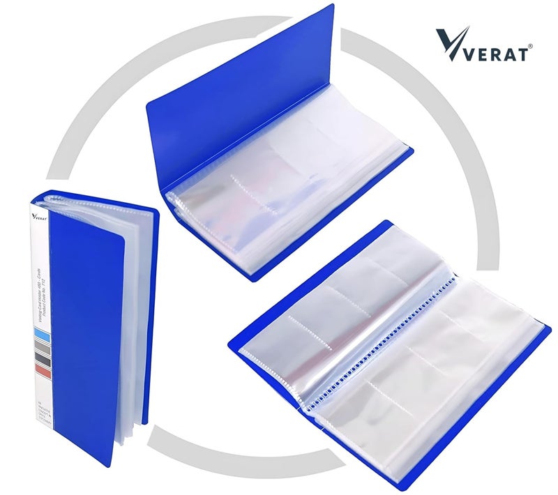 VERAT Business Card Holder, 120 Pockets for 240 Cards Business Card Holder | Debit/Credit/Business/Visiting Name ID Card Holder Card Organizer Professional Office Organizer (Blue) - Image 5