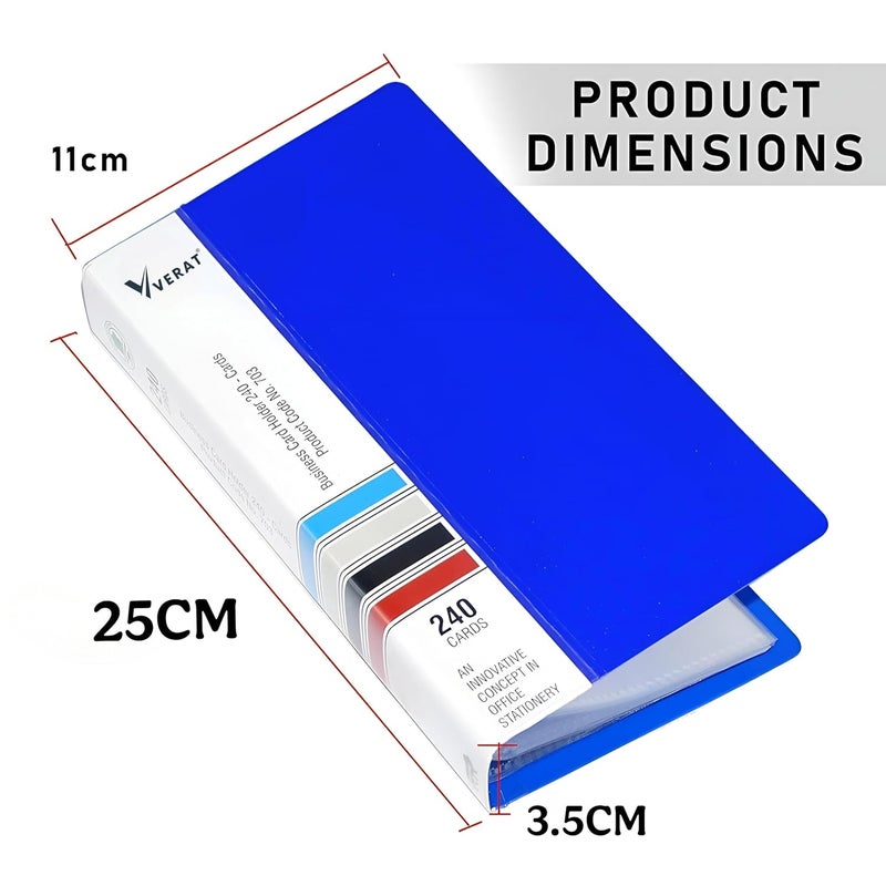 VERAT Business Card Holder, 120 Pockets for 240 Cards Business Card Holder | Debit/Credit/Business/Visiting Name ID Card Holder Card Organizer Professional Office Organizer (Blue) - Image 2