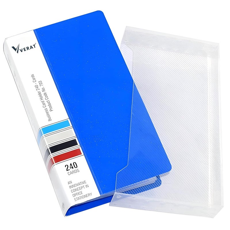 VERAT Business Card Holder, 120 Pockets for 240 Cards Business Card Holder | Debit/Credit/Business/Visiting Name ID Card Holder Card Organizer Professional Office Organizer (Blue) - Image 1