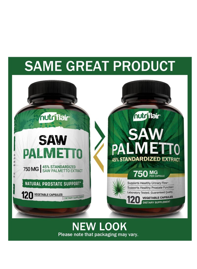 NutriFlair Saw Palmetto Extract 750mg, 120 Capsules - Image 2